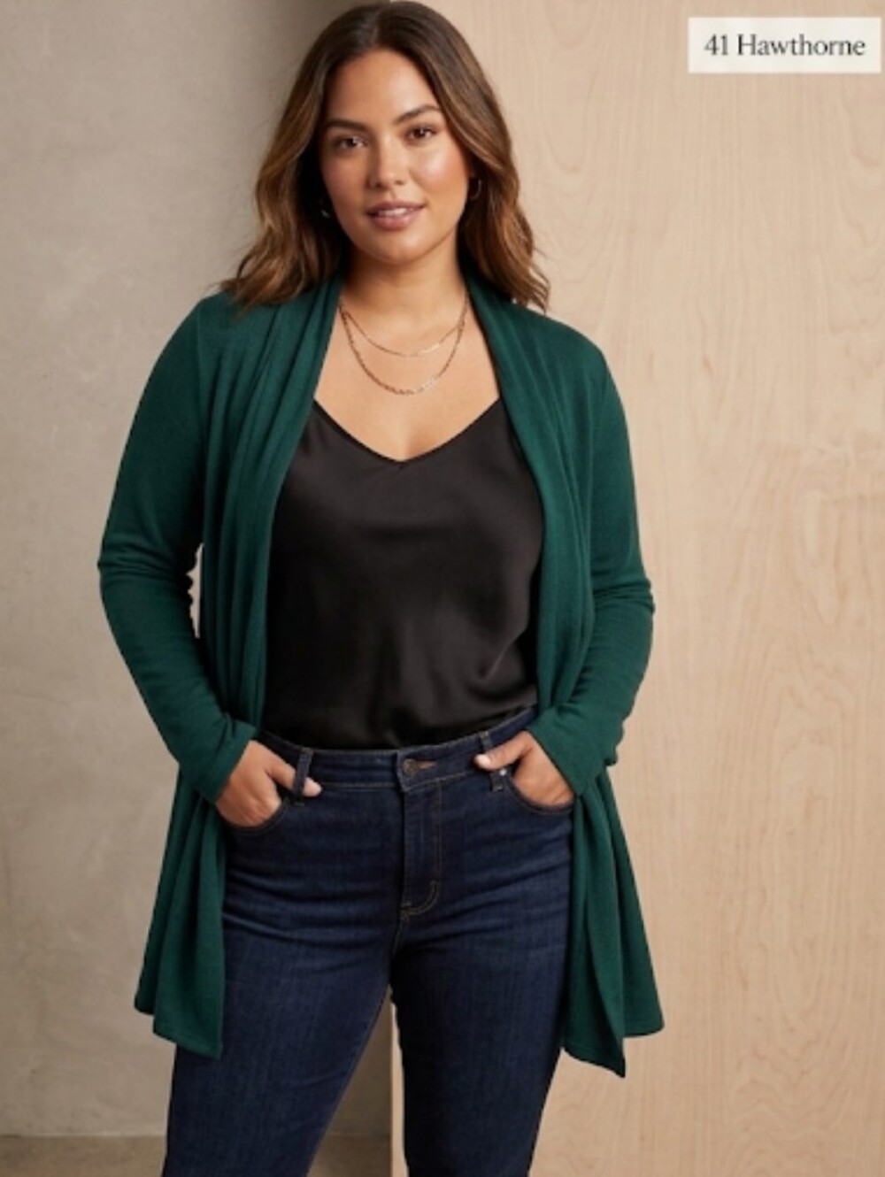 41 Hawthorne Green Lightweight Open Front Cardigan Sweater